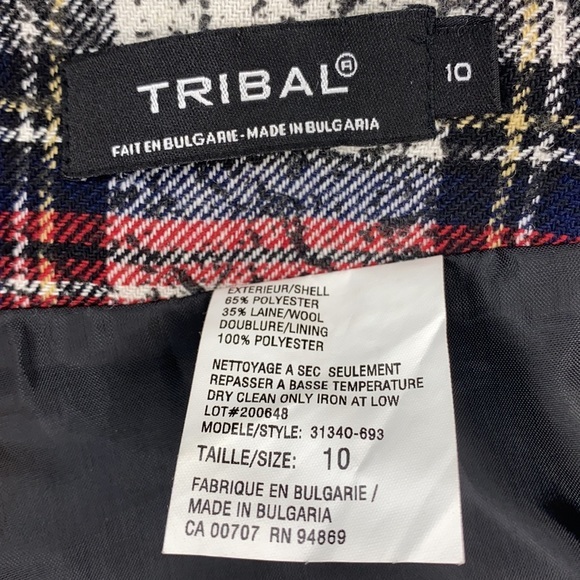 Tribal Red Black Plaid‎ Paint Splatter Design Wool Blend Pencil Skirt 10 - Picture 5 of 8